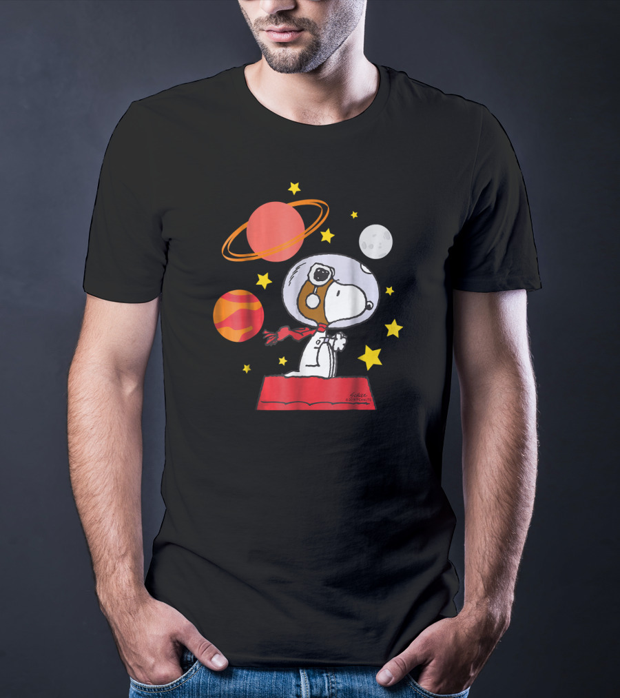Peanuts Snoopy Astronaut With Planets And Stars T-Shirt