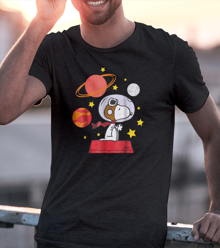 Peanuts Snoopy Astronaut With Planets And Stars T-Shirt