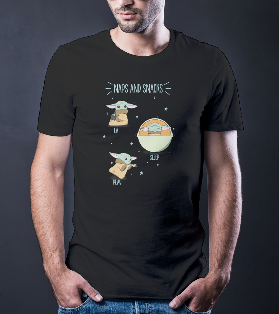 Star Wars The Mandalorian Naps And Snacks Eat Sleep Play The Child Doodles T-Shirt