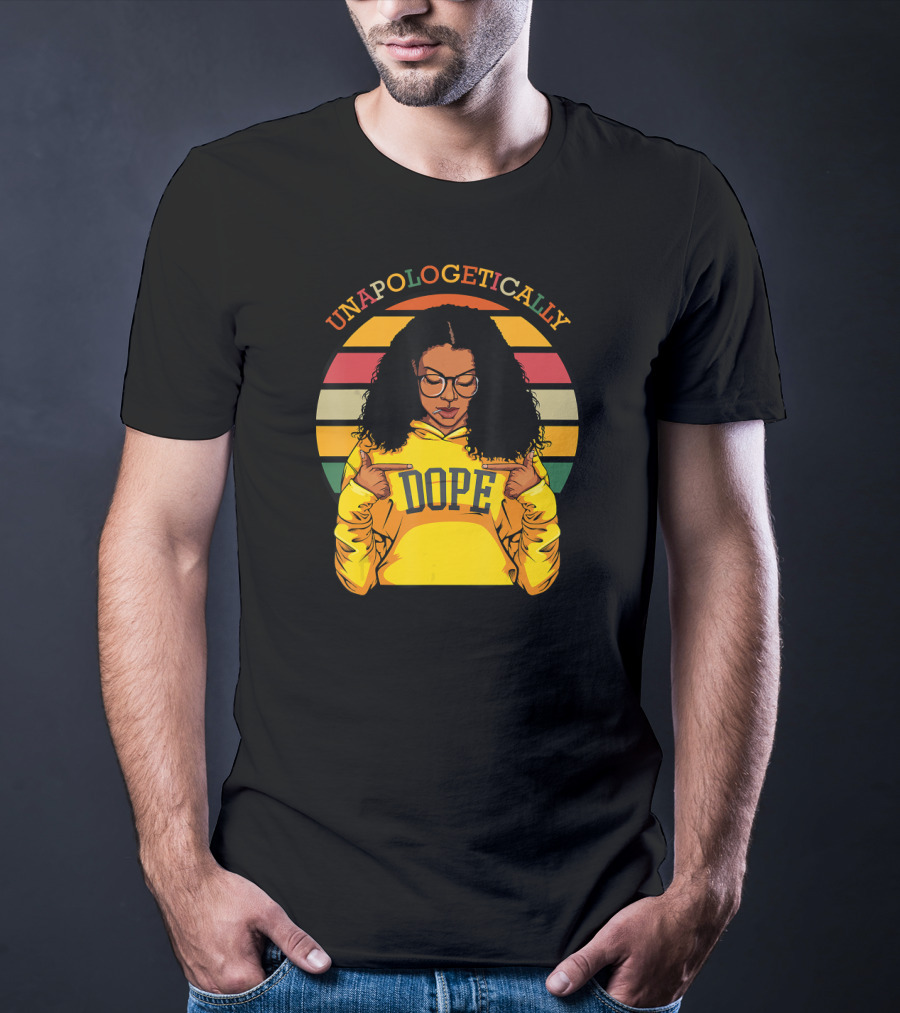 Unapologetically Dope Afro Pride Black History Month Retro Stripes T-Shirt