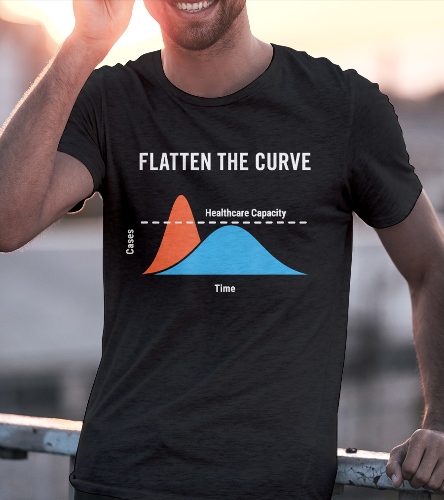 Flatten The Curve Cases Healthcare Capacity Time T-Shirt