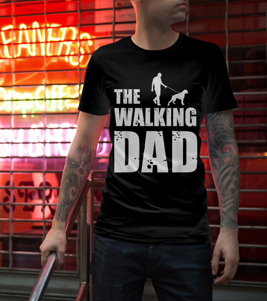 The Walking Dad Boxer Dog Silhouette Walking Man And Dog T-Shirt