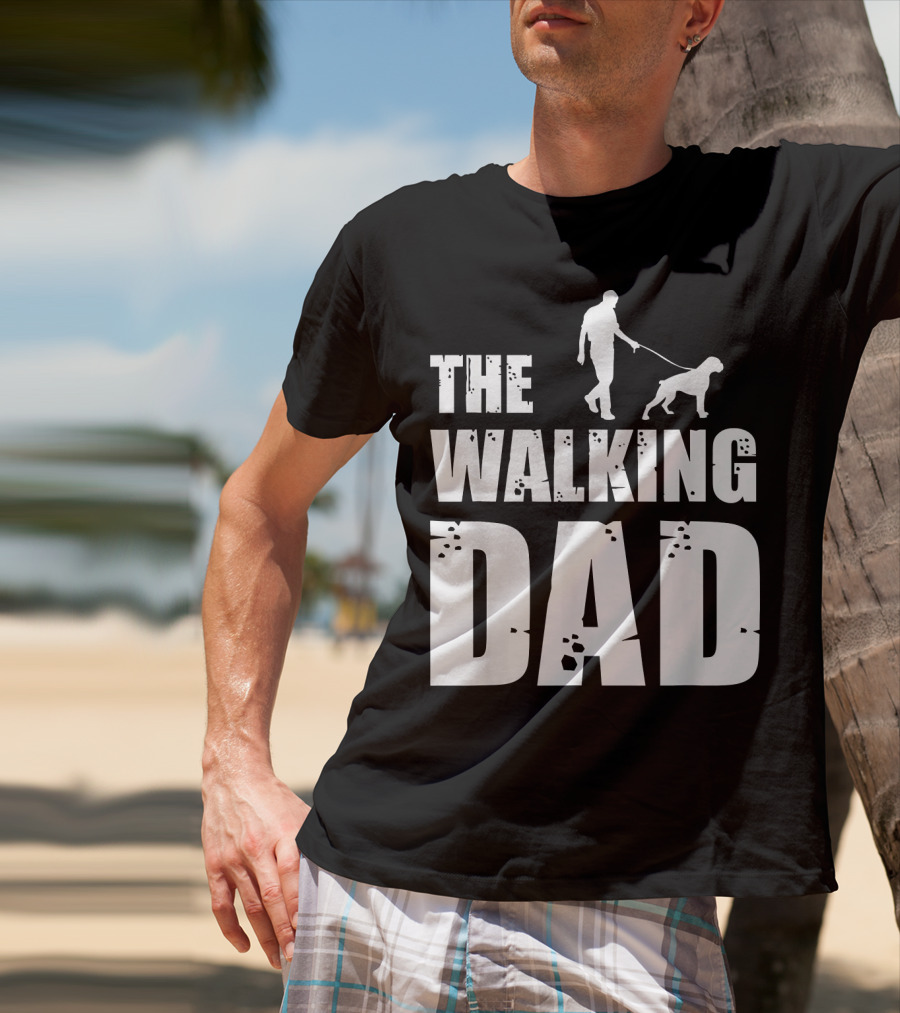 The Walking Dad Boxer Dog Silhouette Walking Man And Dog T-Shirt