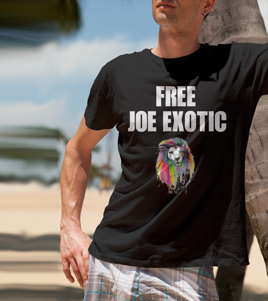 FREE JOE EXOTIC Colorful Lion Head T-Shirt