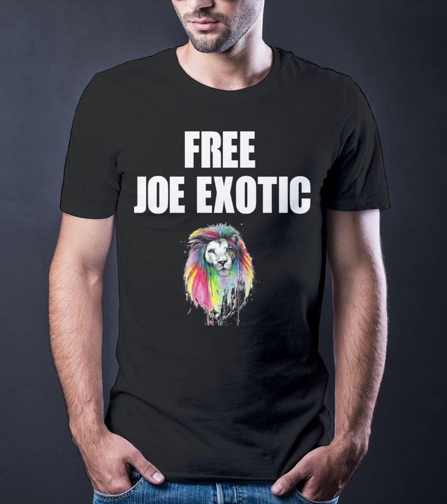 FREE JOE EXOTIC Colorful Lion Head T-Shirt