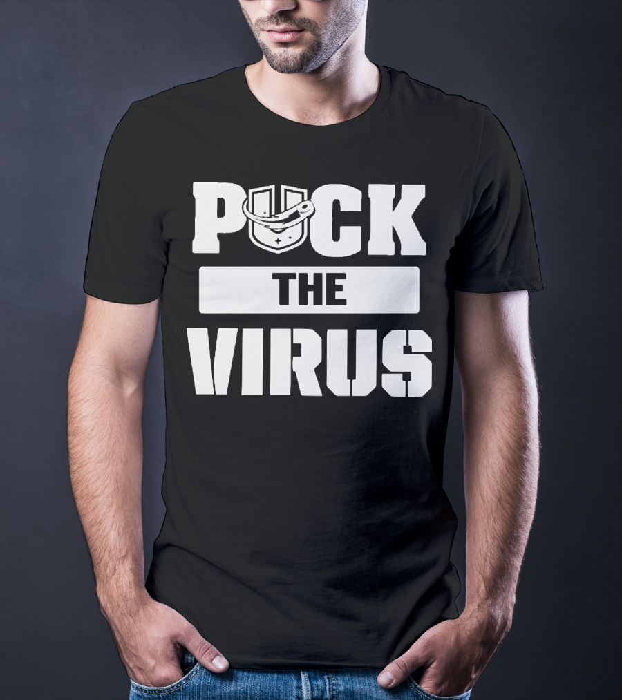 Puck The Virus Hockey Mask Sports Humorous Message T-Shirt