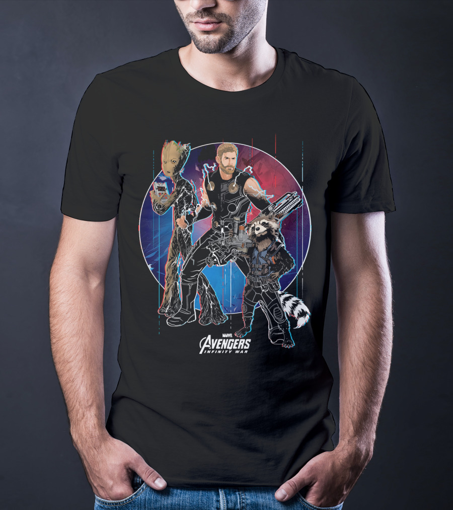 Marvel Avengers Infinity War Thor Groot Rocket Guardians T-Shirt