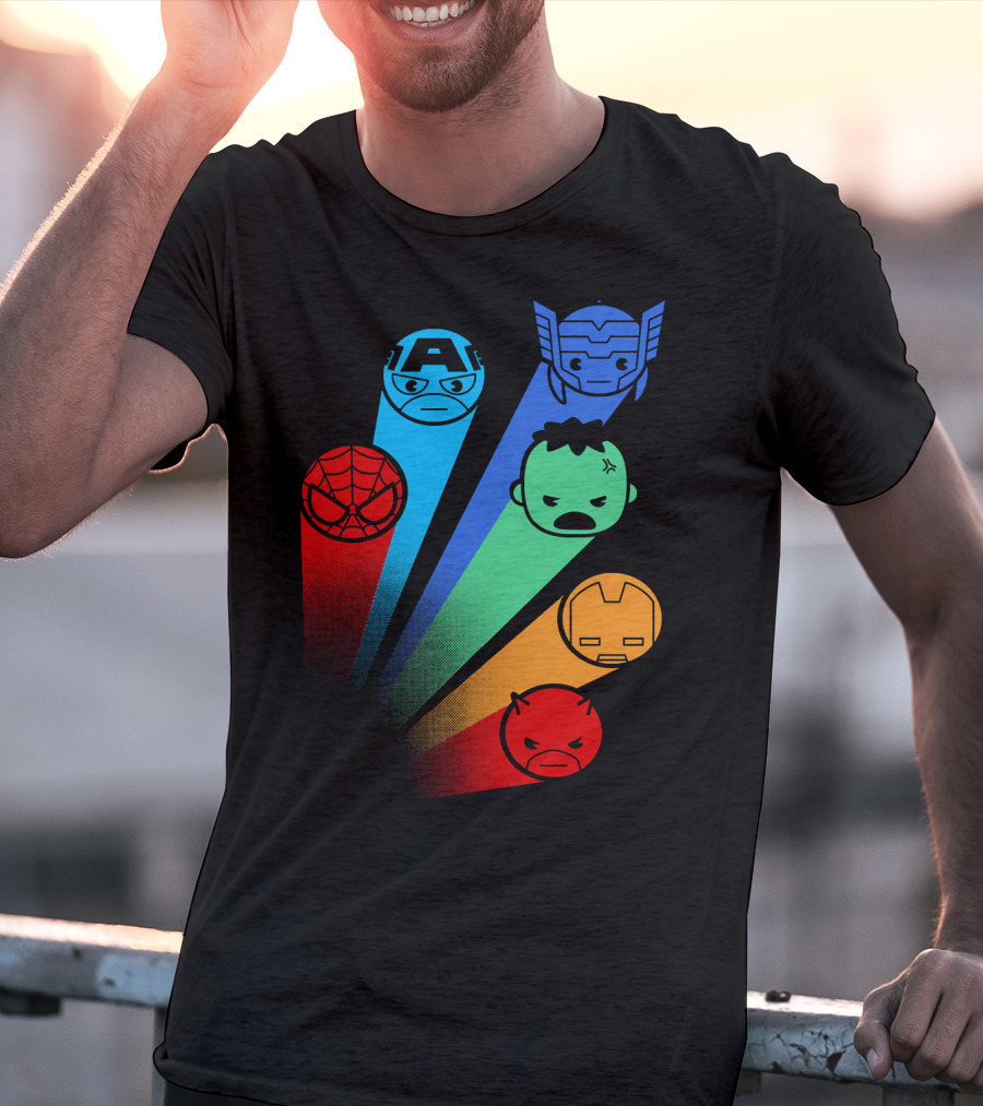 Marvel Avengers Captain America Thor Spider-Man Hulk Iron Man Daredevil Signals T-Shirt