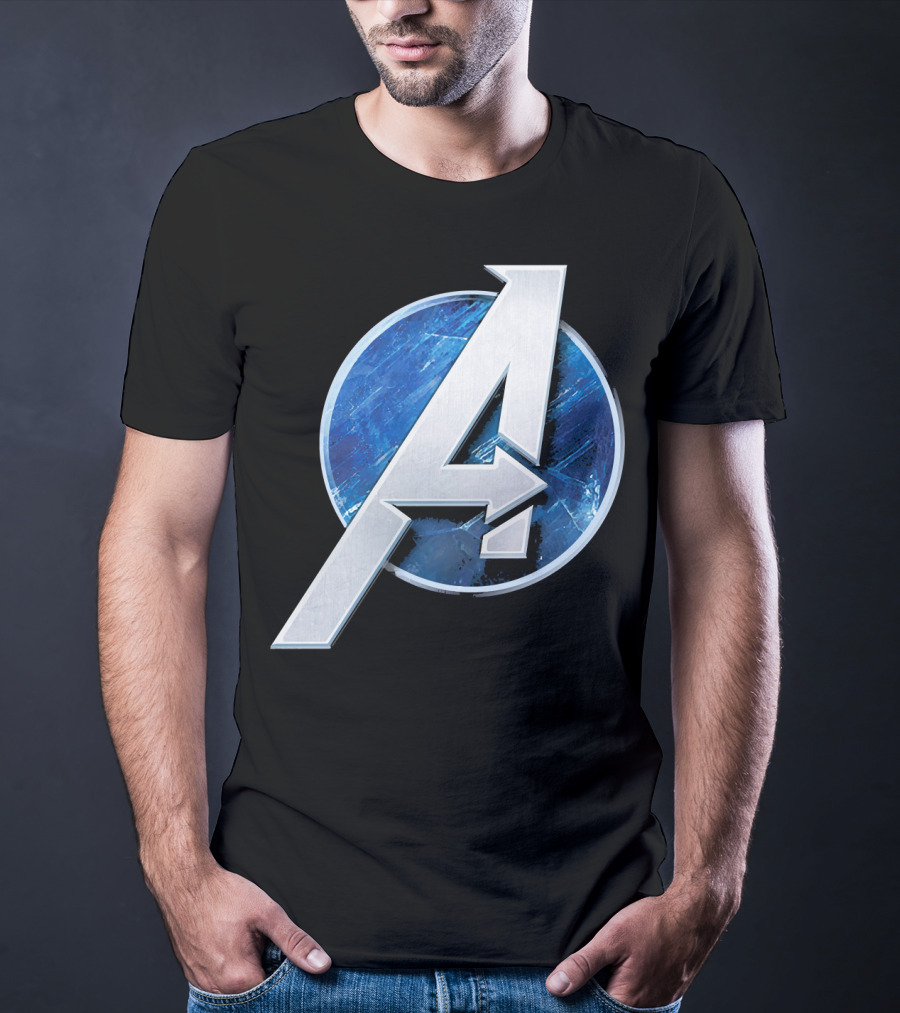 Marvel Avengers Blue Circle Icon Silver A T-Shirt