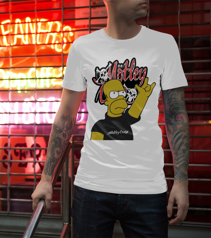 Homer Simpson Motley Crue Rock Salute T-Shirt
