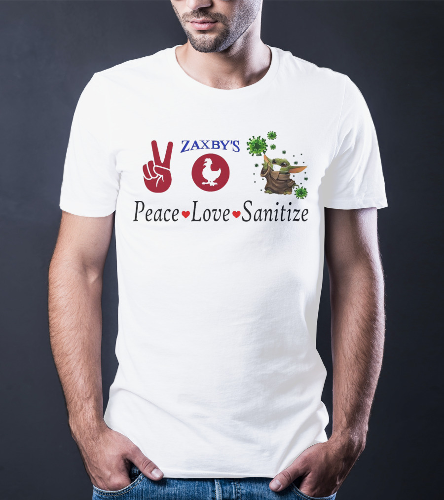 Zaxby's Peace Love Sanitize Baby Yoda T-Shirt