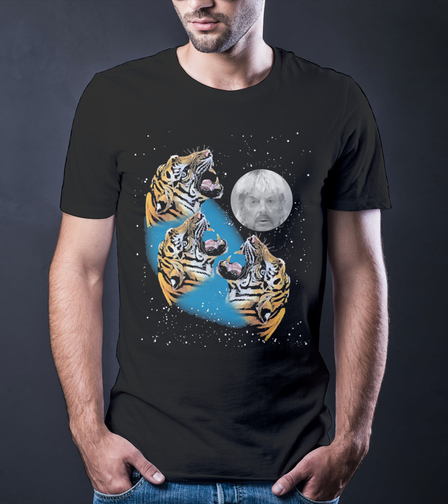 Joe Exotic Moon Three Tiger King Roaring Tiger Ladies T-Shirt