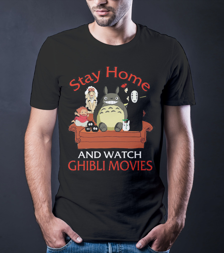 Stay Home And Watch Ghibli Movies Totoro No Face Characters Couch T-Shirt
