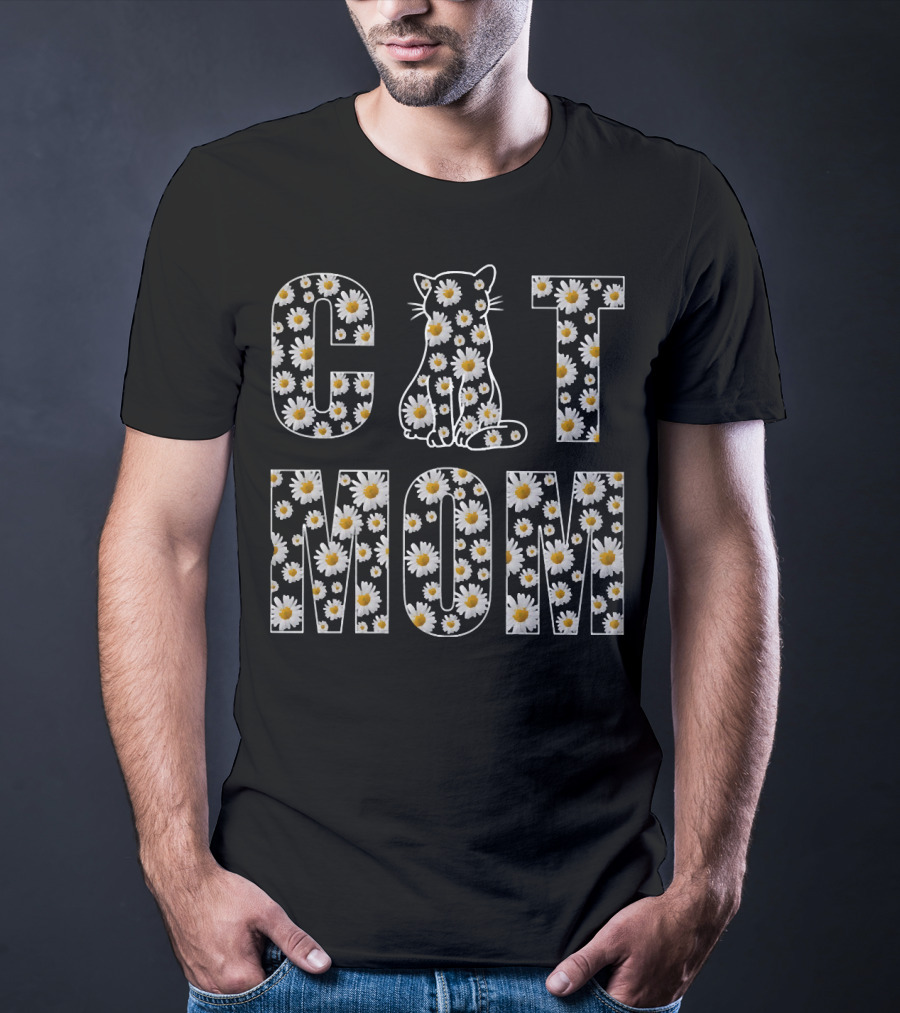 Cat Mom Daisy Floral T-Shirt