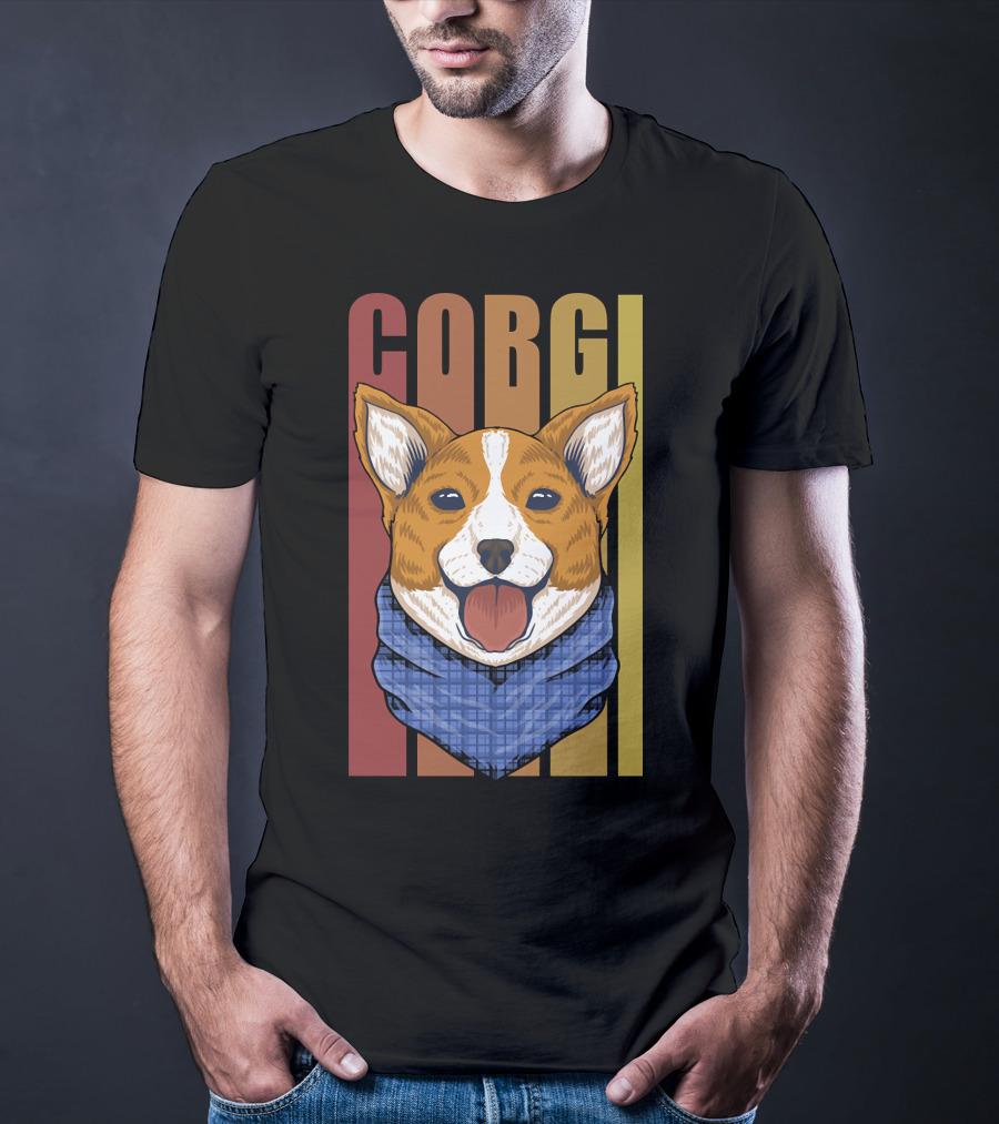 Corgi Dog Bandana Retro 158 T-Shirt