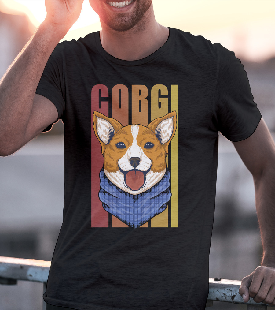 Corgi Dog Bandana Retro 158 T-Shirt