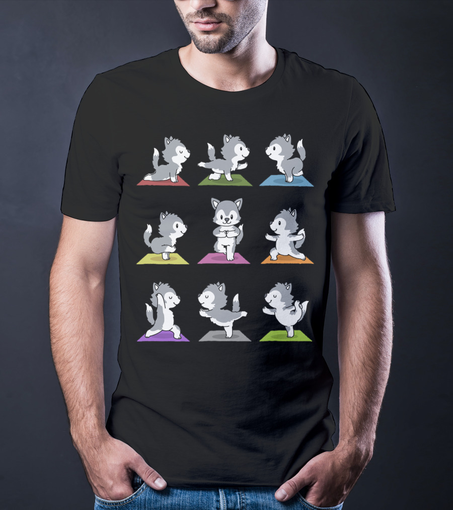 Husky Yoga Poses Funny Husky 234 Playful Meditation T-Shirt