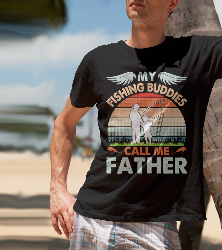 My Fishing Buddies Call Me Father Retro Sunset T-Shirt