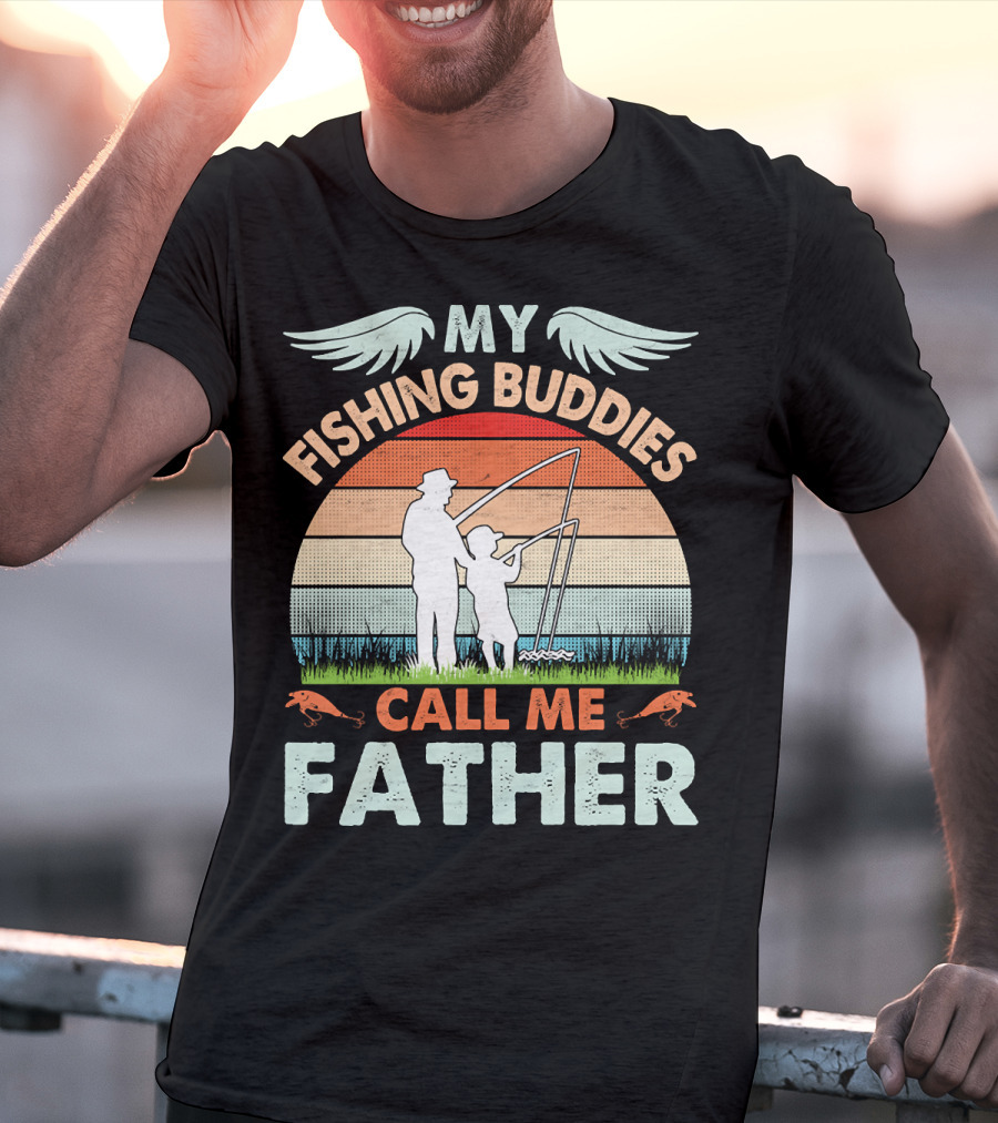 My Fishing Buddies Call Me Father Retro Sunset T-Shirt