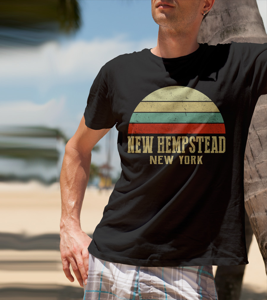 NEW HEMPSTEAD NEW YORK Vintage Retro Sunset Stripes T-Shirt