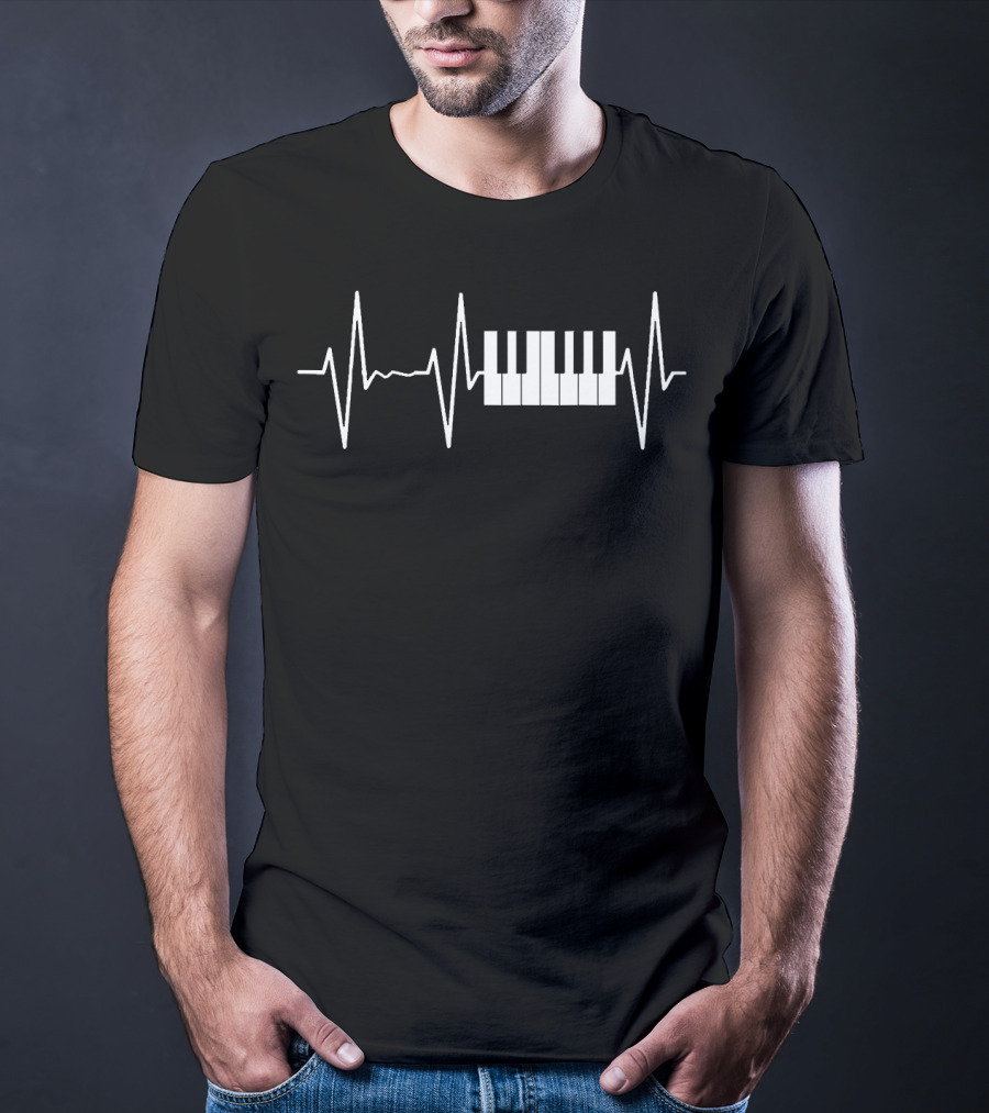 Piano Keyboard Heartbeat Vintage Music T-Shirt