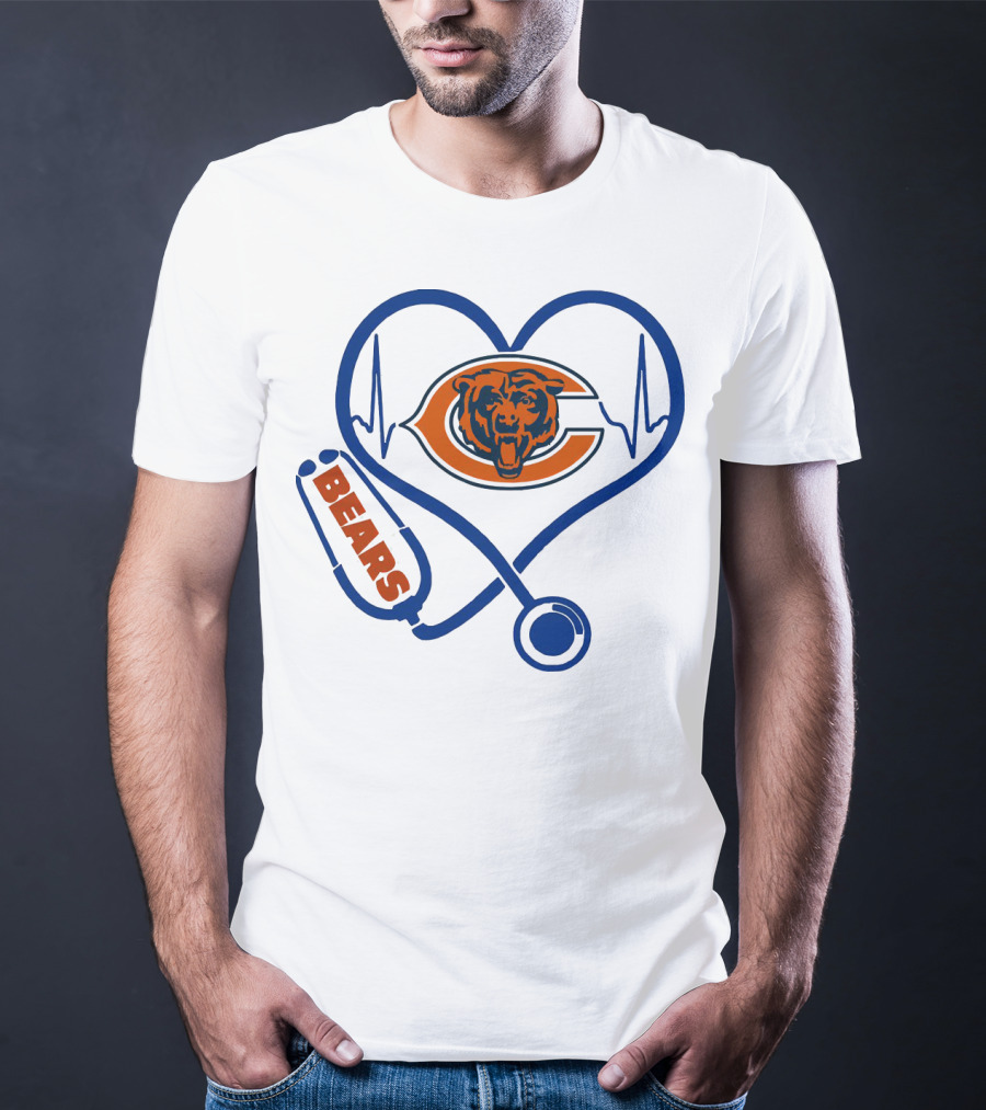 Chicago Bears Stethoscope Heartbeat T-Shirt