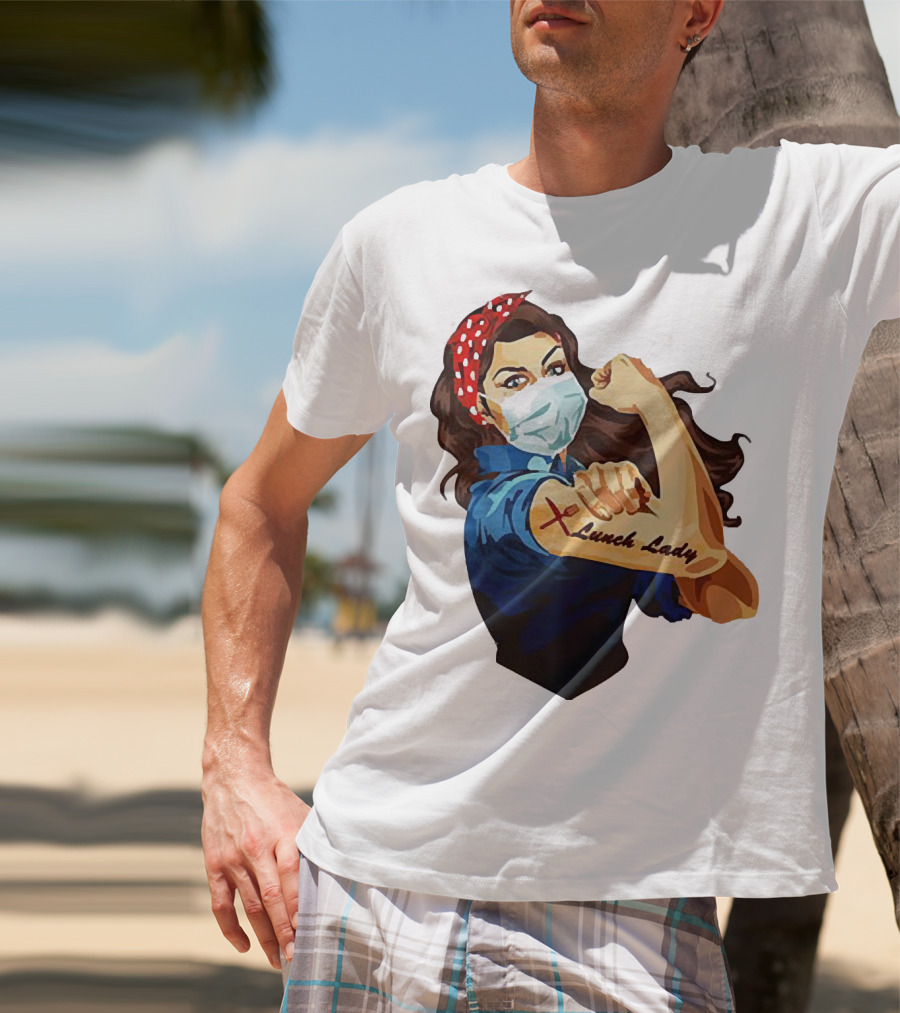 Strong Woman Masked Tattoo Lunch Lady Empowerment T-Shirt