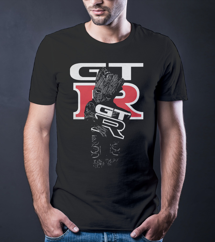 Marvel Baby Groot Holding GTR Racing Emblem T-Shirt