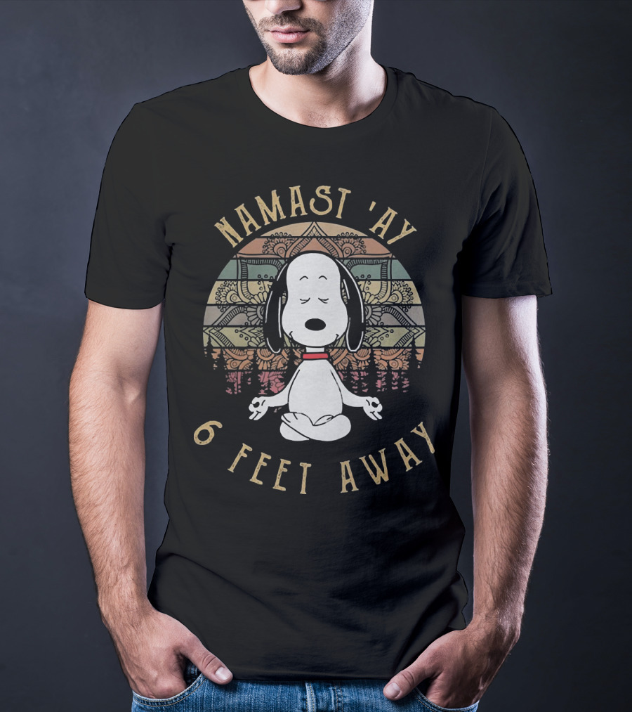 Snoopy Namast'ay 6 Feet Away Peanuts Dog T-Shirt
