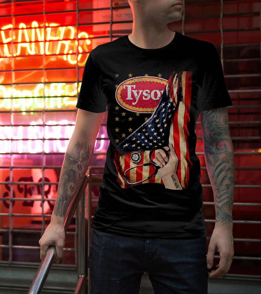 Tyson Foods American Flag Tattoo Sleeve T-Shirt