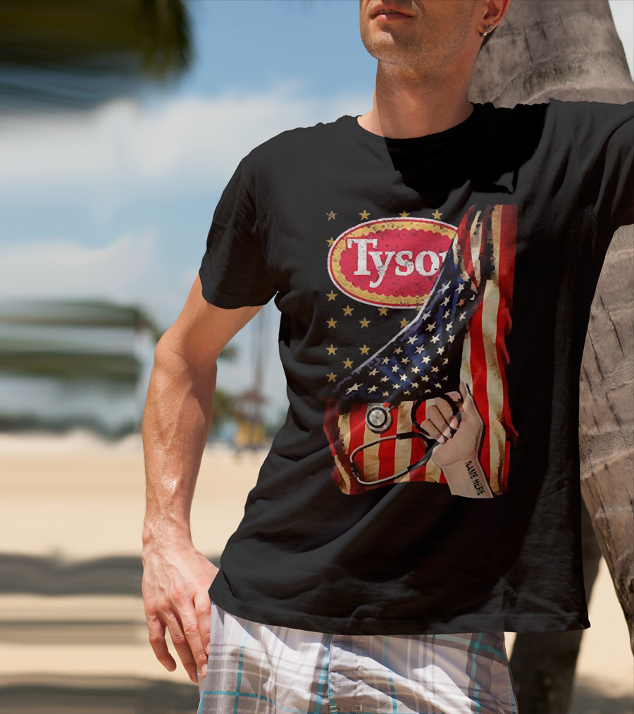 Tyson Foods American Flag Tattoo Sleeve T-Shirt