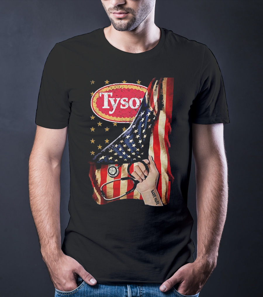 Tyson Foods American Flag Tattoo Sleeve T-Shirt