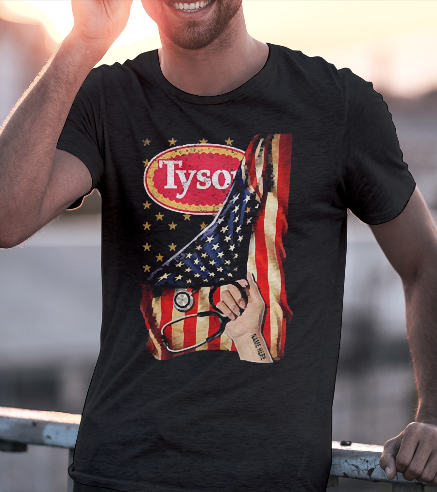 Tyson Foods American Flag Tattoo Sleeve T-Shirt