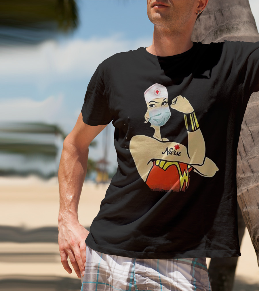 Wonder Woman Nurse Masked Tattoo Flexing T-Shirt