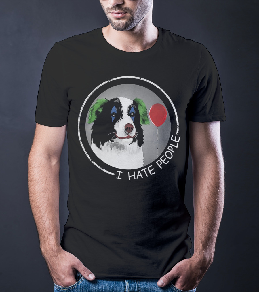 I Hate People Companion Dog With Red Balloon T-Shirt