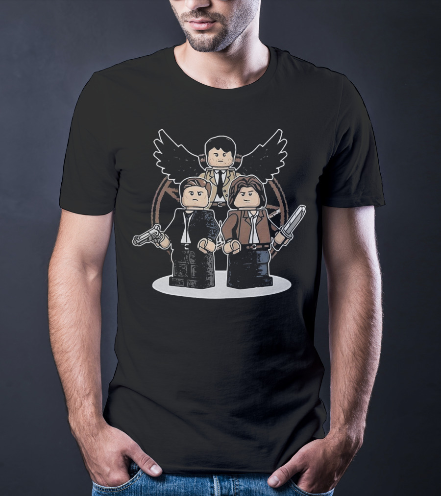Supernatural Dean Sam Lego Characters With Angel Wings T-Shirt