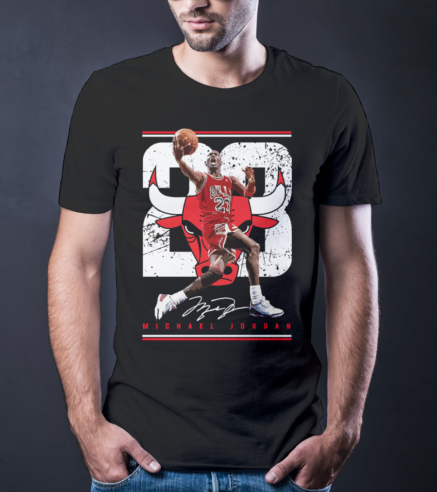 Michael Jordan Bulls 23 Iconic Dunk Signature T-Shirt