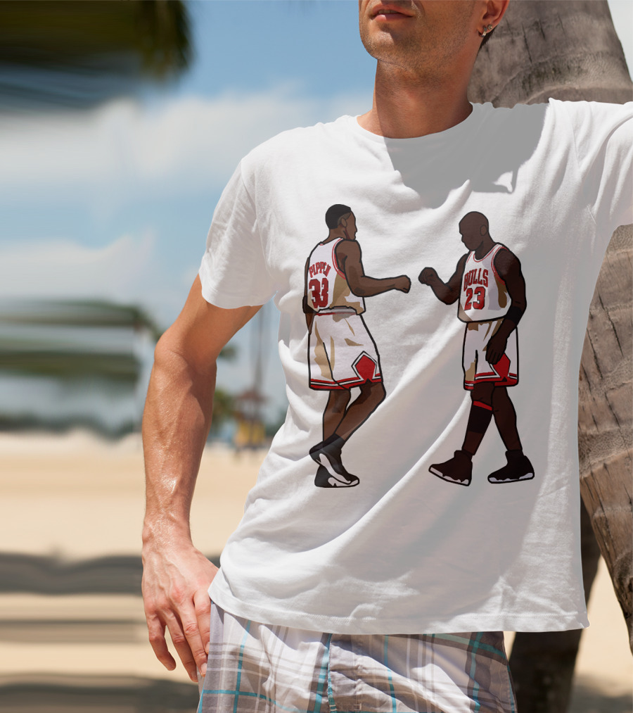 Michael Jordan Scottie Pippen 23 33 Chicago Bulls NBA Throwback T-Shirt
