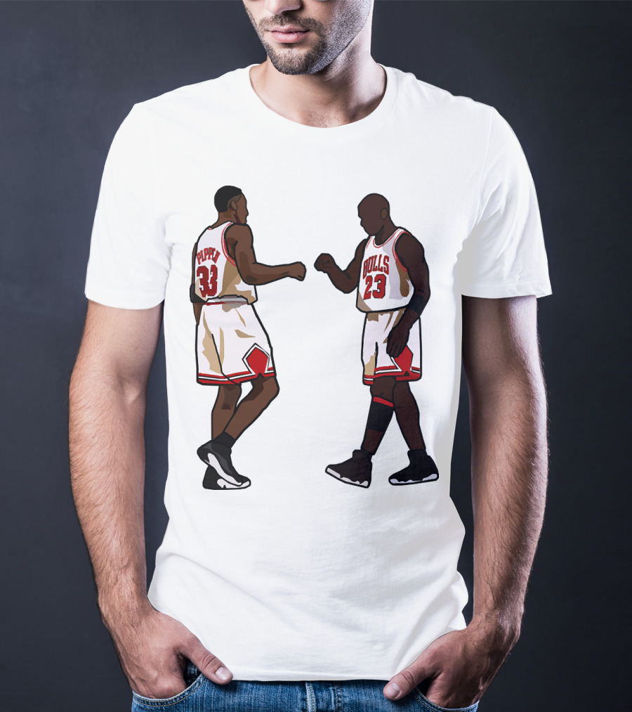Michael Jordan Scottie Pippen 23 33 Chicago Bulls NBA Throwback T-Shirt