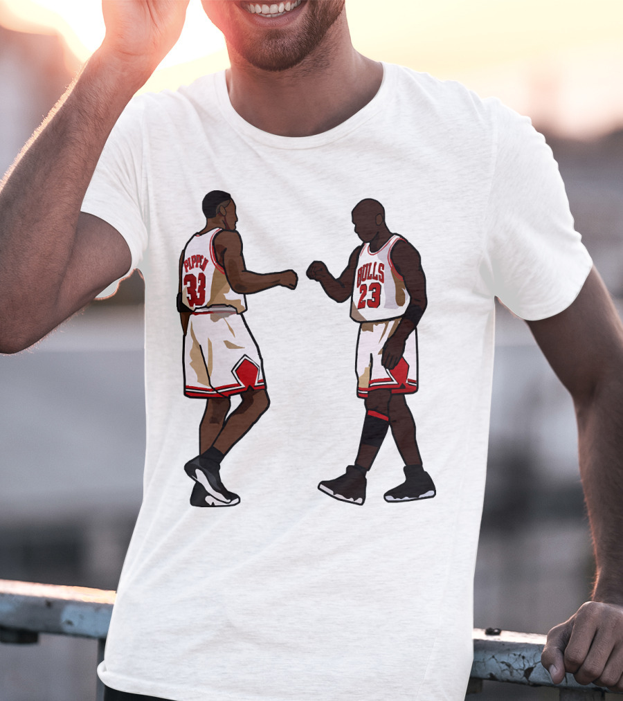 Michael Jordan Scottie Pippen 23 33 Chicago Bulls NBA Throwback T-Shirt