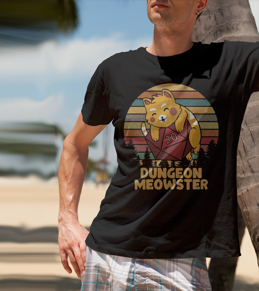 Dungeon Meowster Cat With D20 Dice T-Shirt