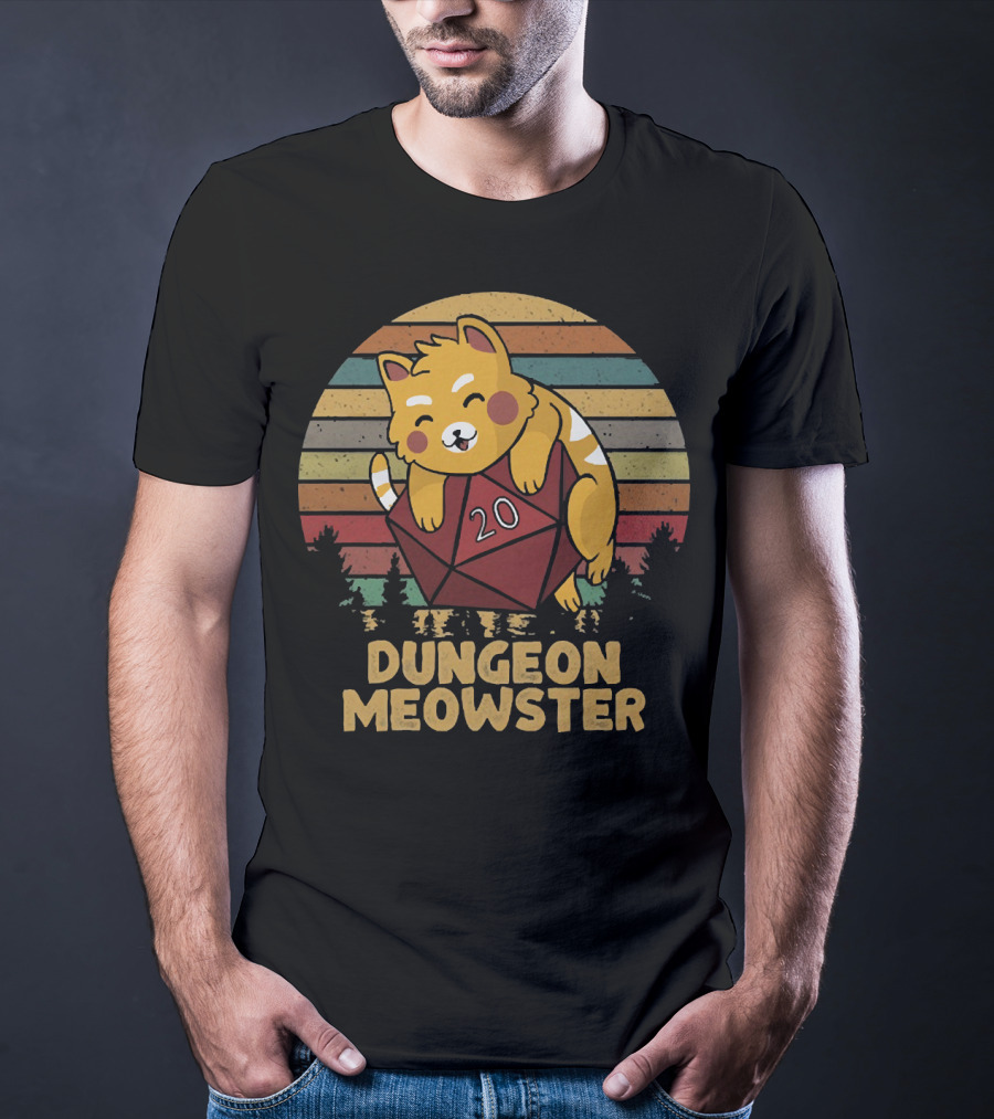 Dungeon Meowster Cat With D20 Dice T-Shirt
