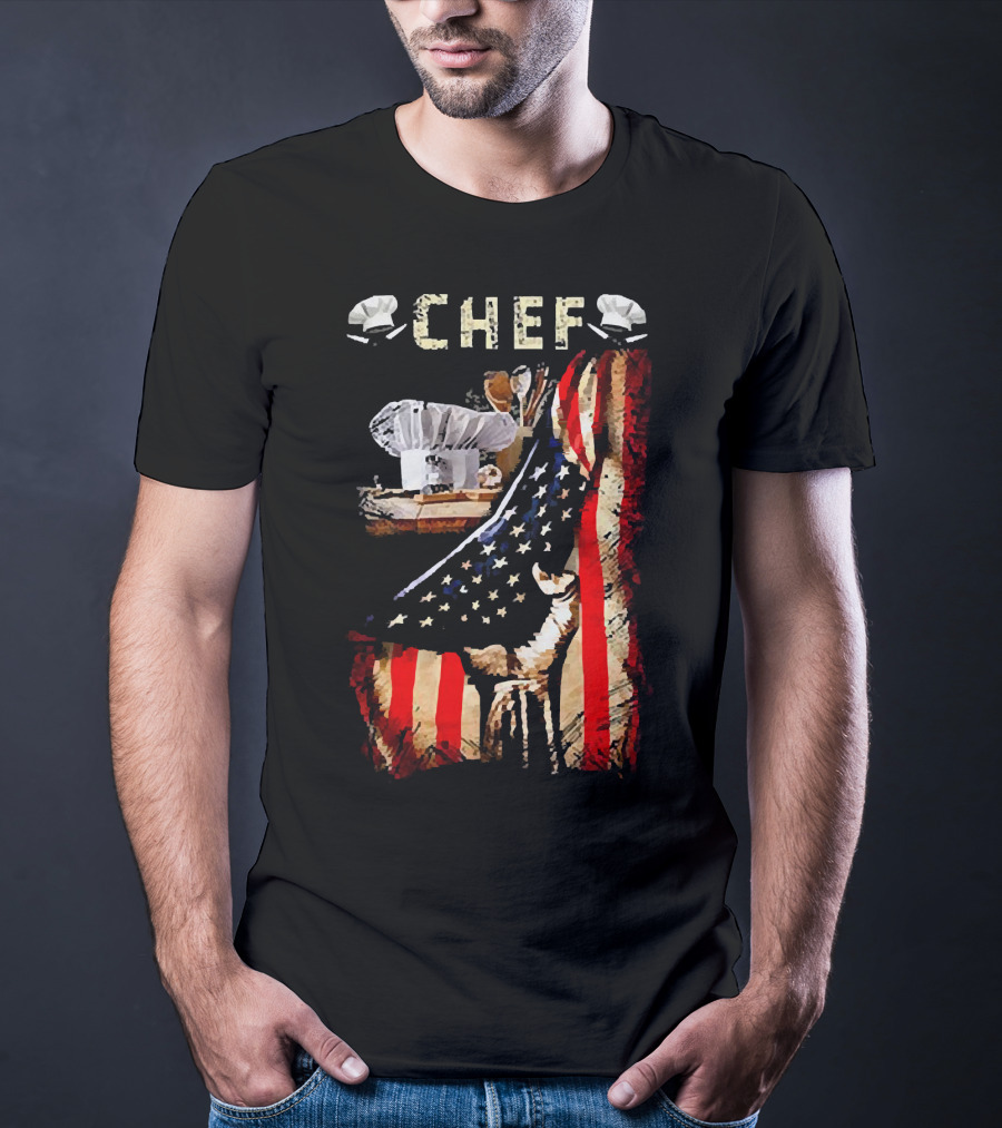 CHEF Proud American Flag Culinary Passion T-Shirt