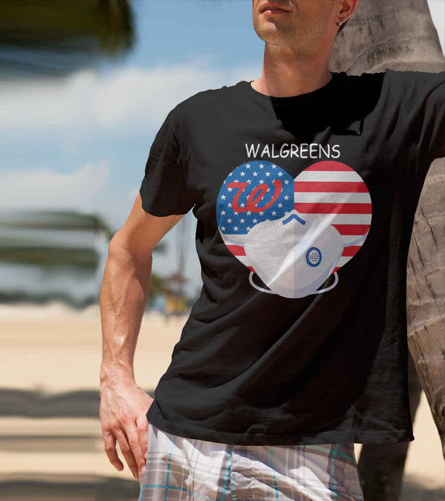 Walgreens Heart American Flag Face Mask T-Shirt