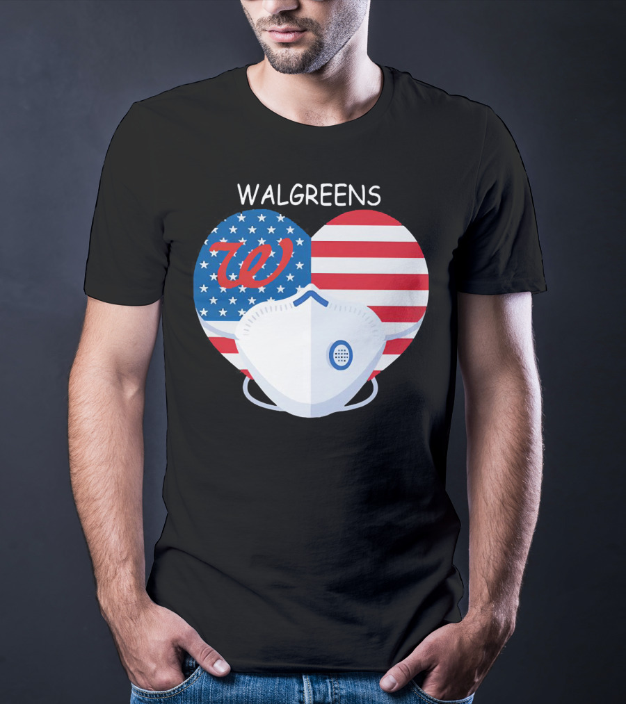 Walgreens Heart American Flag Face Mask T-Shirt