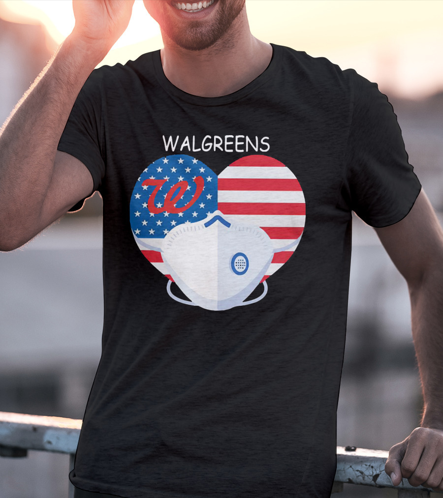 Walgreens Heart American Flag Face Mask T-Shirt