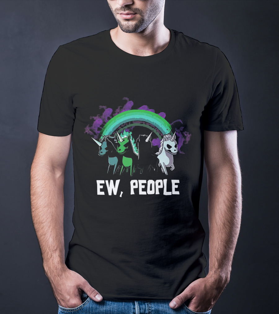 Four Unicorns Of The Apocalypse Ew People Rainbow Skulls T-Shirt