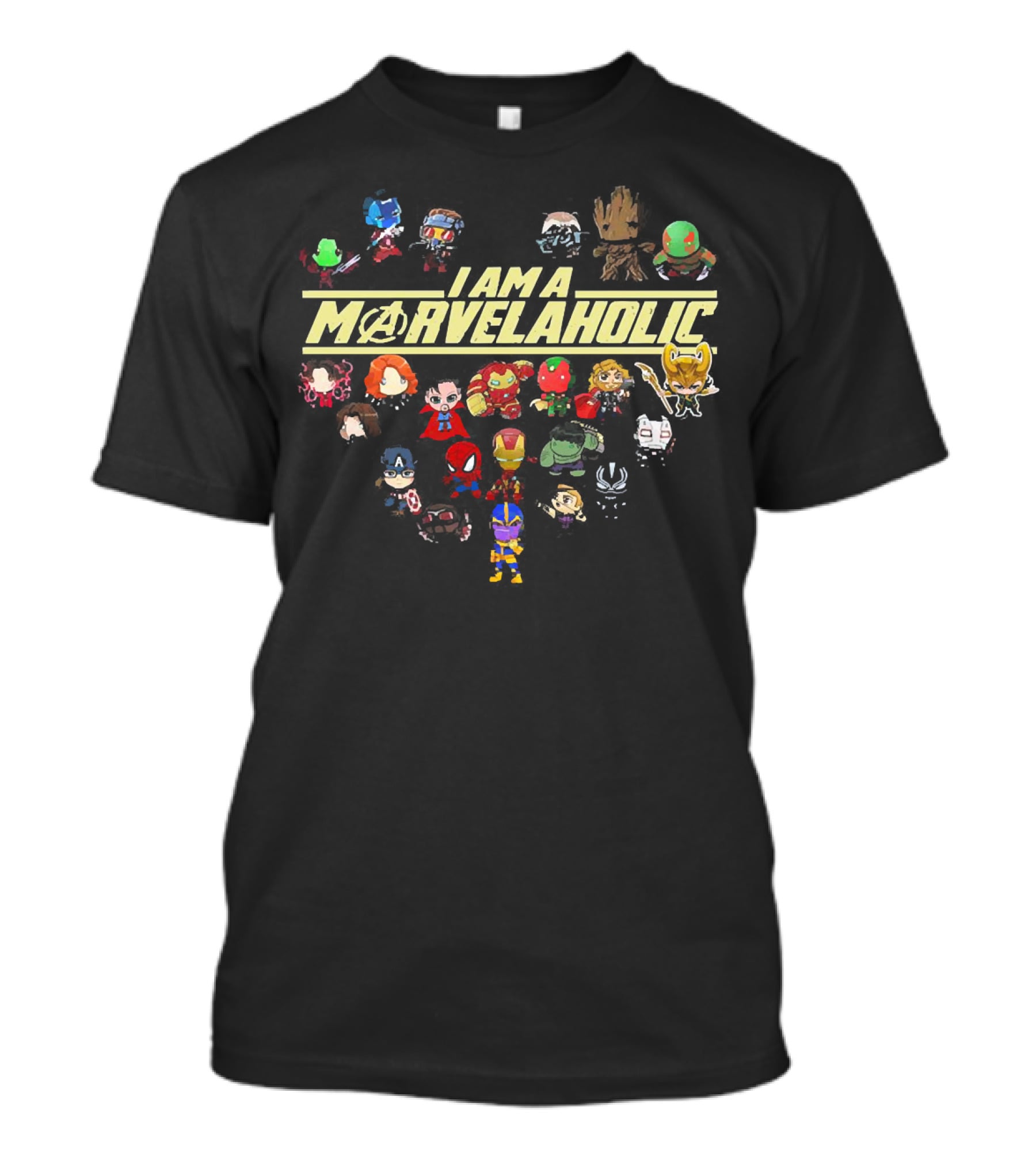 I Am A Marvelaholic Avengers Guardians Of The Galaxy Chibi Characters T-Shirt