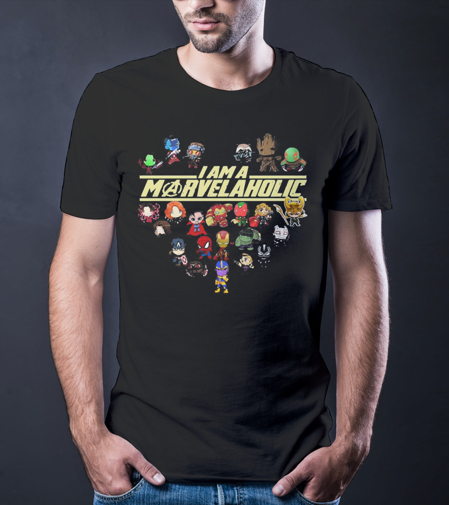 I Am A Marvelaholic Avengers Guardians Of The Galaxy Chibi Characters T-Shirt