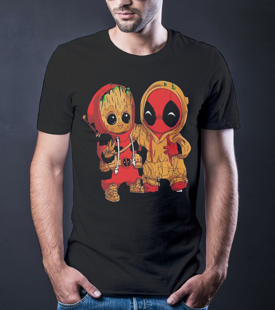 Baby Groot And Baby Deadpool Hoodie Friends T-Shirt